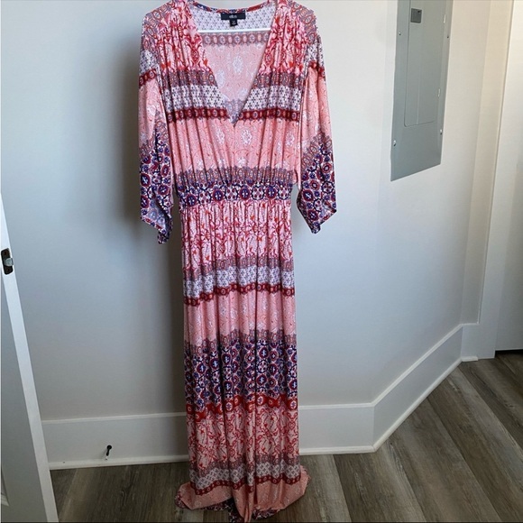 Ellos Women’s Knit Tie Back Maxi Dress Plus Size 1X 22/24 Bohemian Boho - Picture 2 of 8